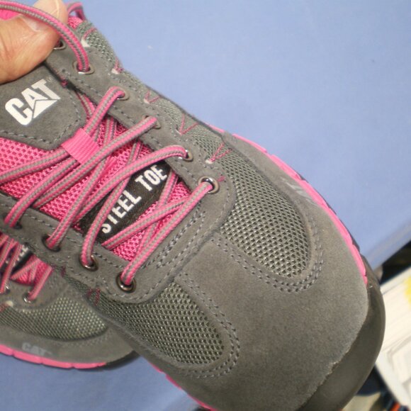 CAT Pink and Gray Steel Toed Shoes, Size 7 1/2 - Picture 5 of 8